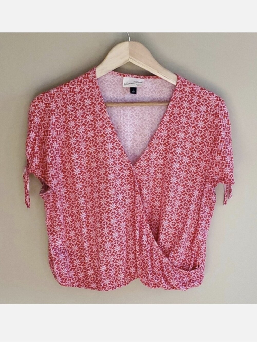 🐸 Crop short sleeve tie red wrap top